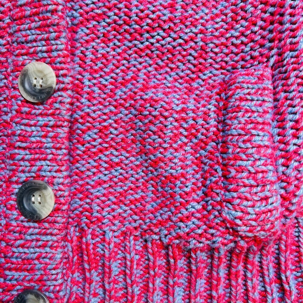 American Eagle Medium Cardigan Vibrant Red Blue Collegiate School - Picture 4 of 5